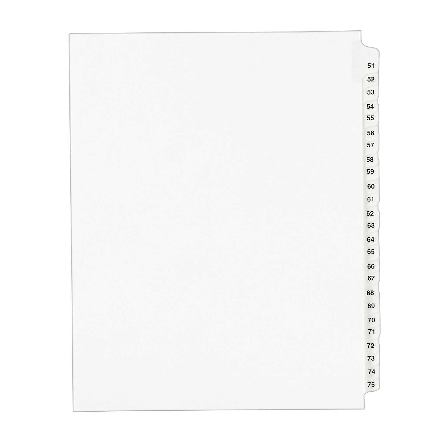Avery Style Numeric 51-75 Paper Dividers, 25 Tabs, White (01332)