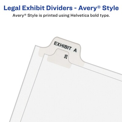 Avery Legal Pre-Printed Paper Divider Collated Set, 151-175 Tabs, White, Avery Style, Letter Size (01336)