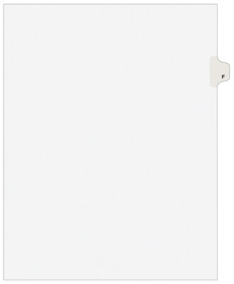 Avery Style Individual Legal Divider, Tab F, 8.5 x 11, White, 25/Set (01406)