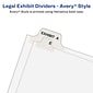 Avery Legal Pre-Printed Paper Divider, Side Tab A, White, Avery Style, Letter Size, 25/Pack (01401)