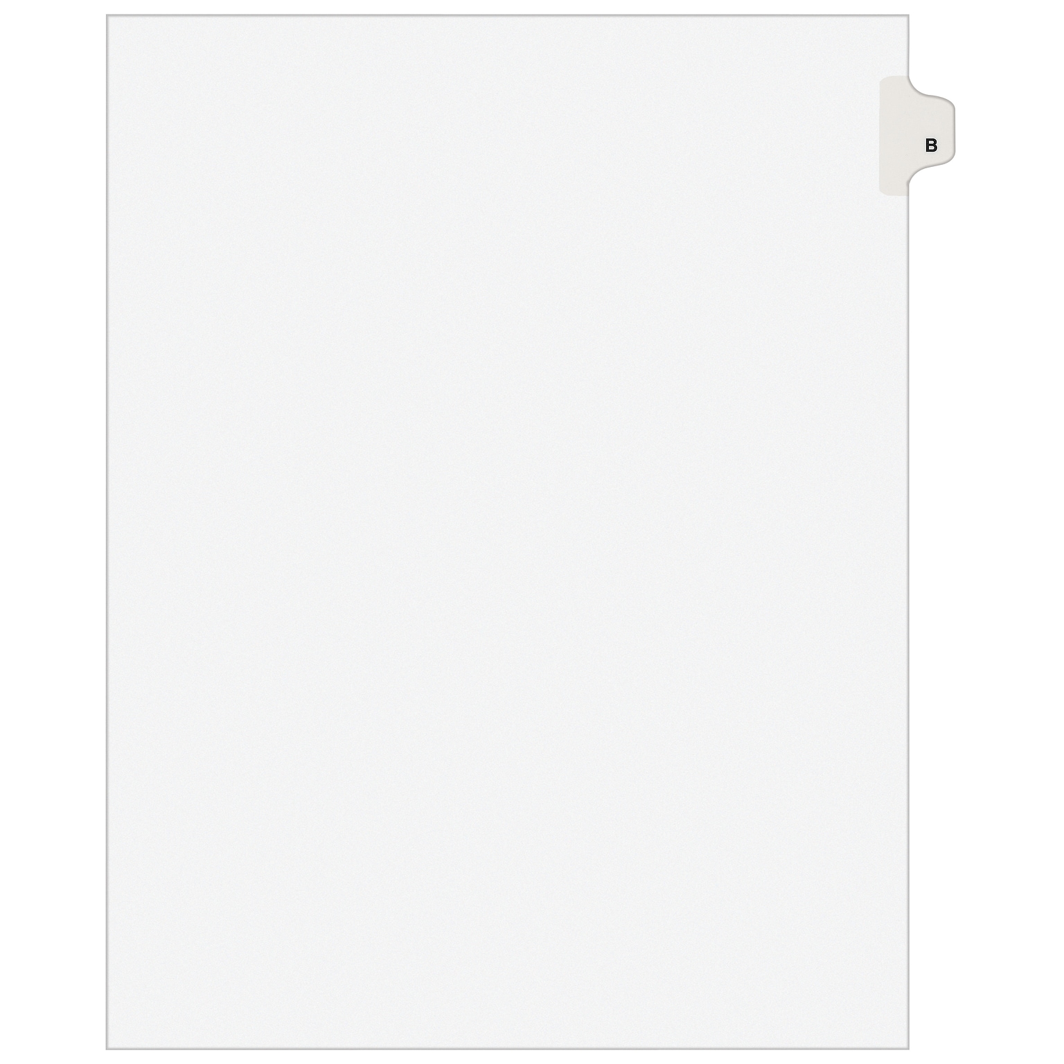 Avery Legal Pre-Printed Paper Divider, Side Tab B, White, Avery Style, Letter Size, 25/Pack (01402)