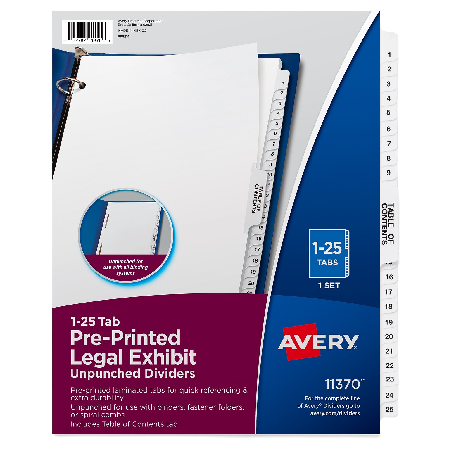 Avery Legal Exhibit Numeric Dividers, 26-Tab, Clear (11370)