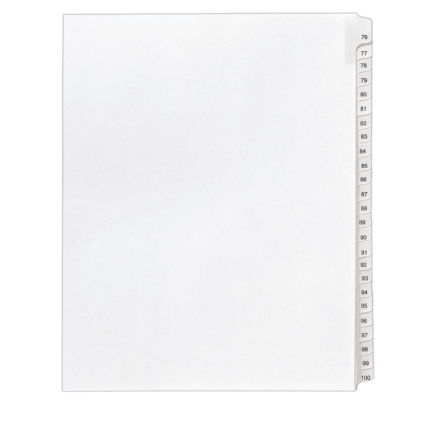 Avery Allstate Numbers 76 - 100 Paper Dividers, 25-Tab, White (01704)