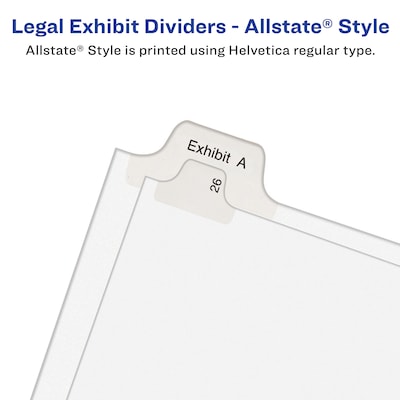 Avery® Collated Legal Exhibit Dividers - Allstate® Style, Letter Size, Side Tab, EXHIBIT A-Z Tab Set, 1/St