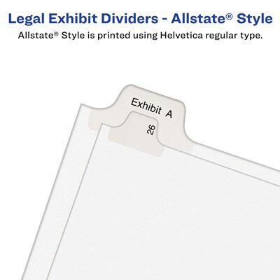 Avery® Collated Legal Exhibit Dividers - Allstate® Style, Letter Size, Side Tab, EXHIBIT A-Z Tab Set, 1/St