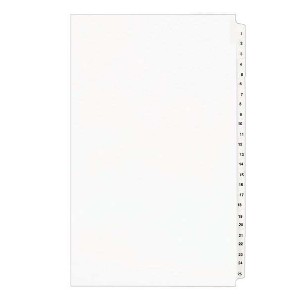 Avery Numbers 1 - 25 Legal-Size Paper Dividers, 25-Tab, White (01430)