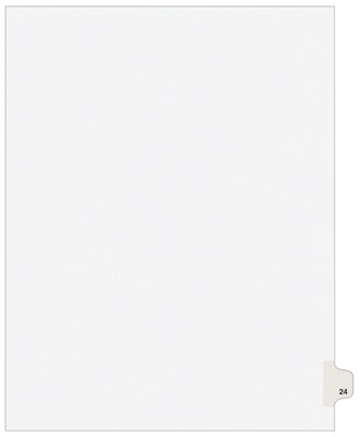 Avery Legal Pre-Printed Paper Dividers, Side Tab #24, White, Avery Style, Letter Size, 25/Pack (0102