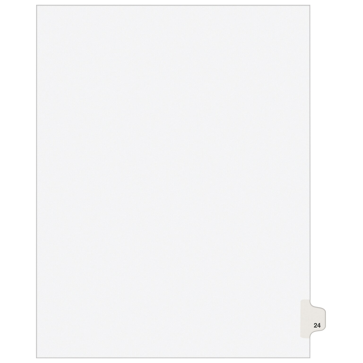 Avery Legal Pre-Printed Paper Dividers, Side Tab #24, White, Avery Style, Letter Size, 25/Pack (01024)