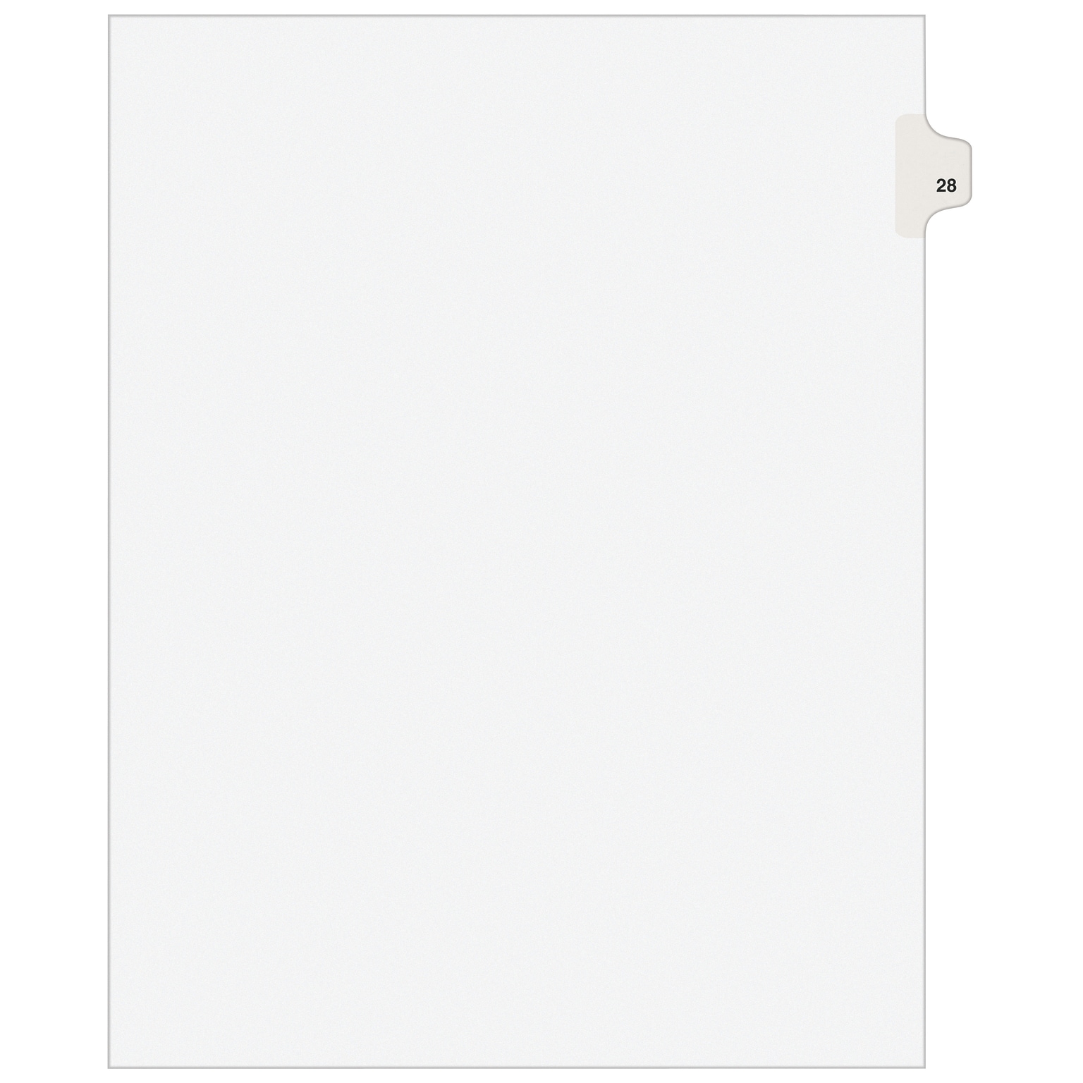 Avery Legal Pre-Printed Paper Dividers, Side Tab #28, White, Avery Style, Letter Size, 25/Pack (01028)