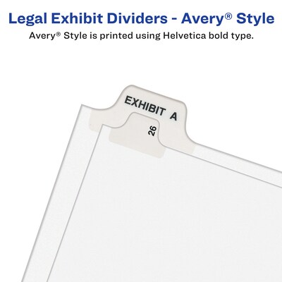 Avery Legal Pre-Printed Paper Divider Collated Set, 1-25 Tabs, White, Avery Style, Legal Size (01430)