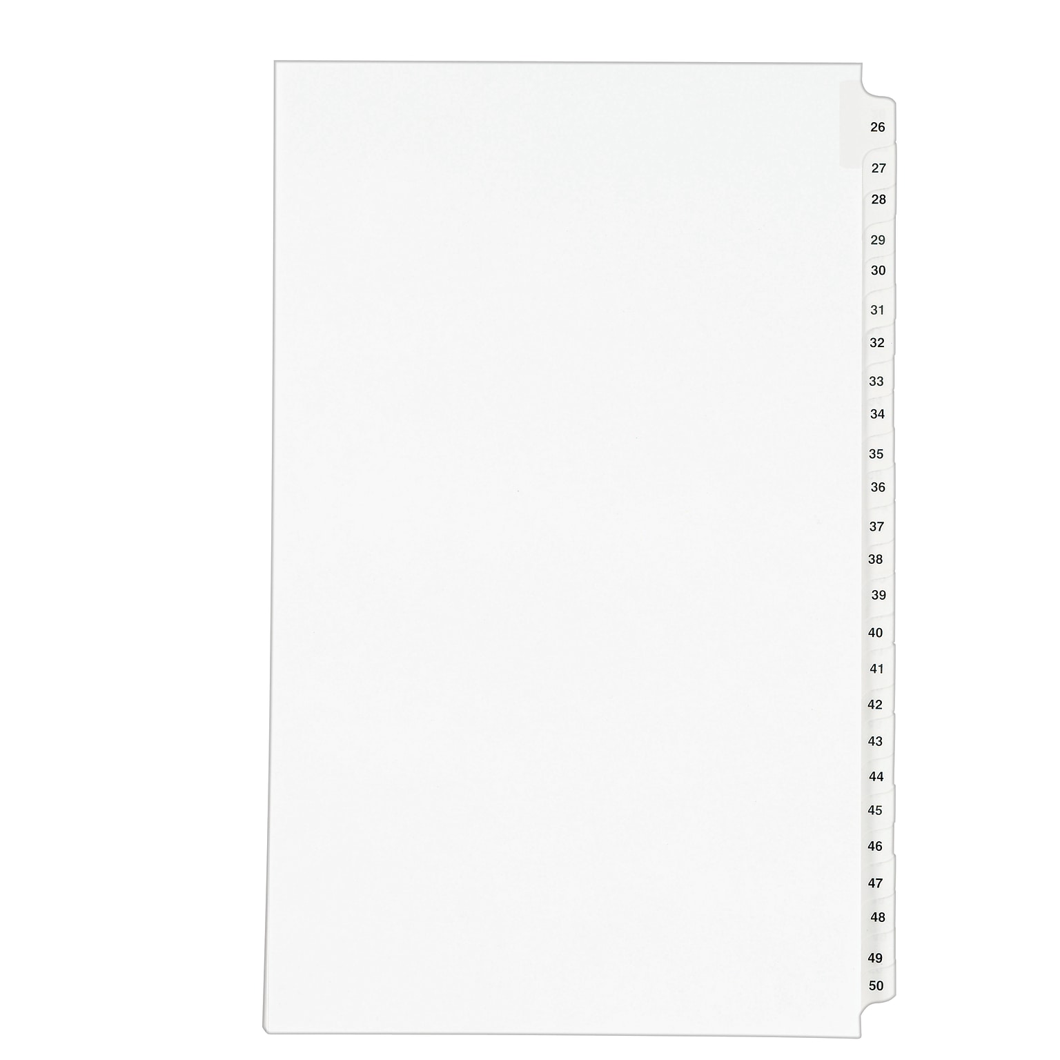 Avery Legal Pre-Printed Paper Divider Collated Set, 26-50 Tabs, White, Avery Style, Legal Size (01431)