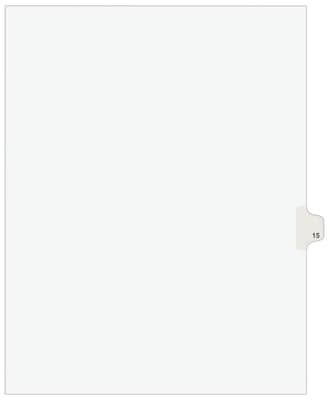 Avery Legal Pre-Printed Paper Dividers, Side Tab #15, White, Avery Style, Letter Size, 25/Pack (1192