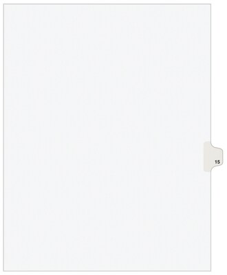 Avery Legal Pre-Printed Paper Dividers, Side Tab #15, White, Avery Style, Letter Size, 25/Pack (1192