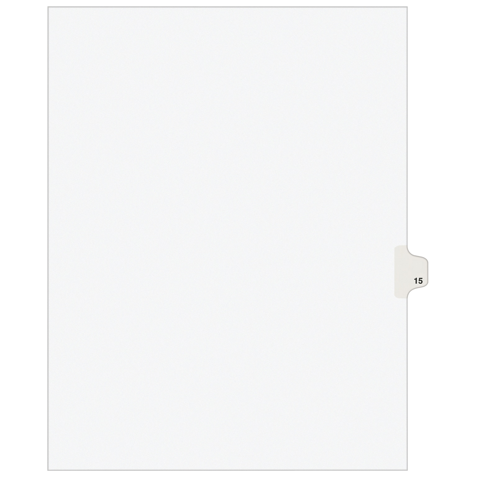 Avery Legal Pre-Printed Paper Dividers, Side Tab #15, White, Avery Style, Letter Size, 25/Pack (11925)