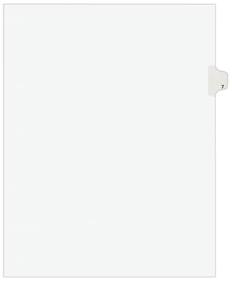 Avery Legal Pre-Printed Paper Dividers, Side Tab #7, White, Avery Style, Letter Size, 25/Pack (11917