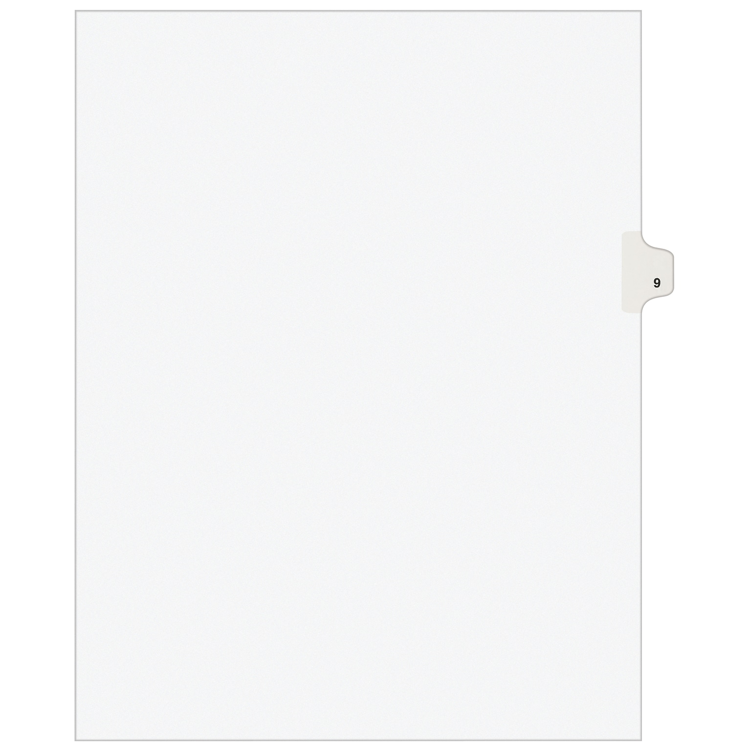 Avery Legal Pre-Printed Paper Dividers, Side Tab #9, White, Avery Style, Letter Size, 25/Pack (11919)