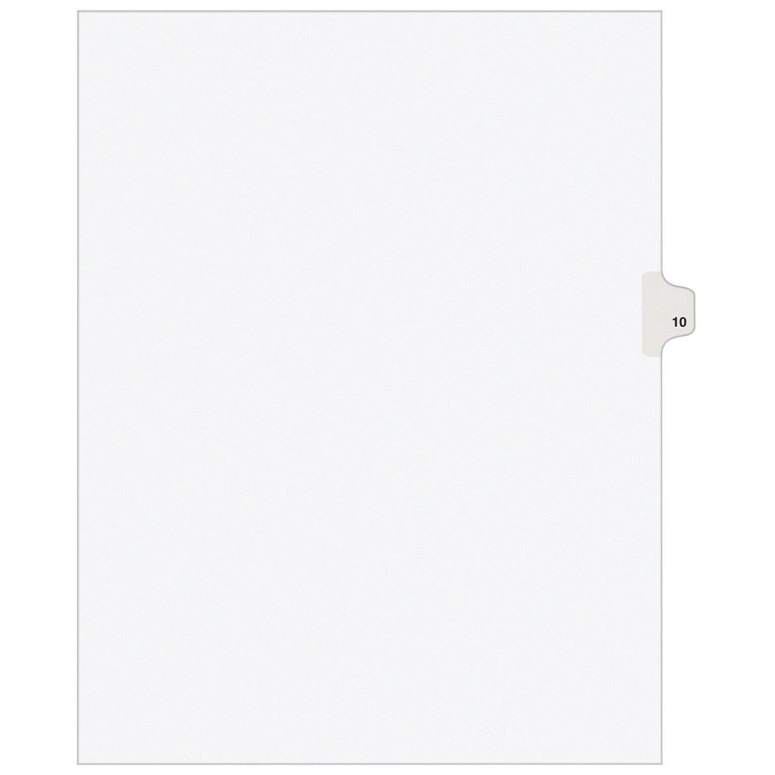 Avery Legal Pre-Printed Paper Dividers, Side Tab #10, White, Avery Style, Letter Size, 25/Pack (11920)