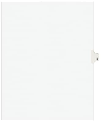 Avery Legal Pre-Printed Paper Dividers, Side Tab #12, White, Avery Style, Letter Size, 25/Pack (1192