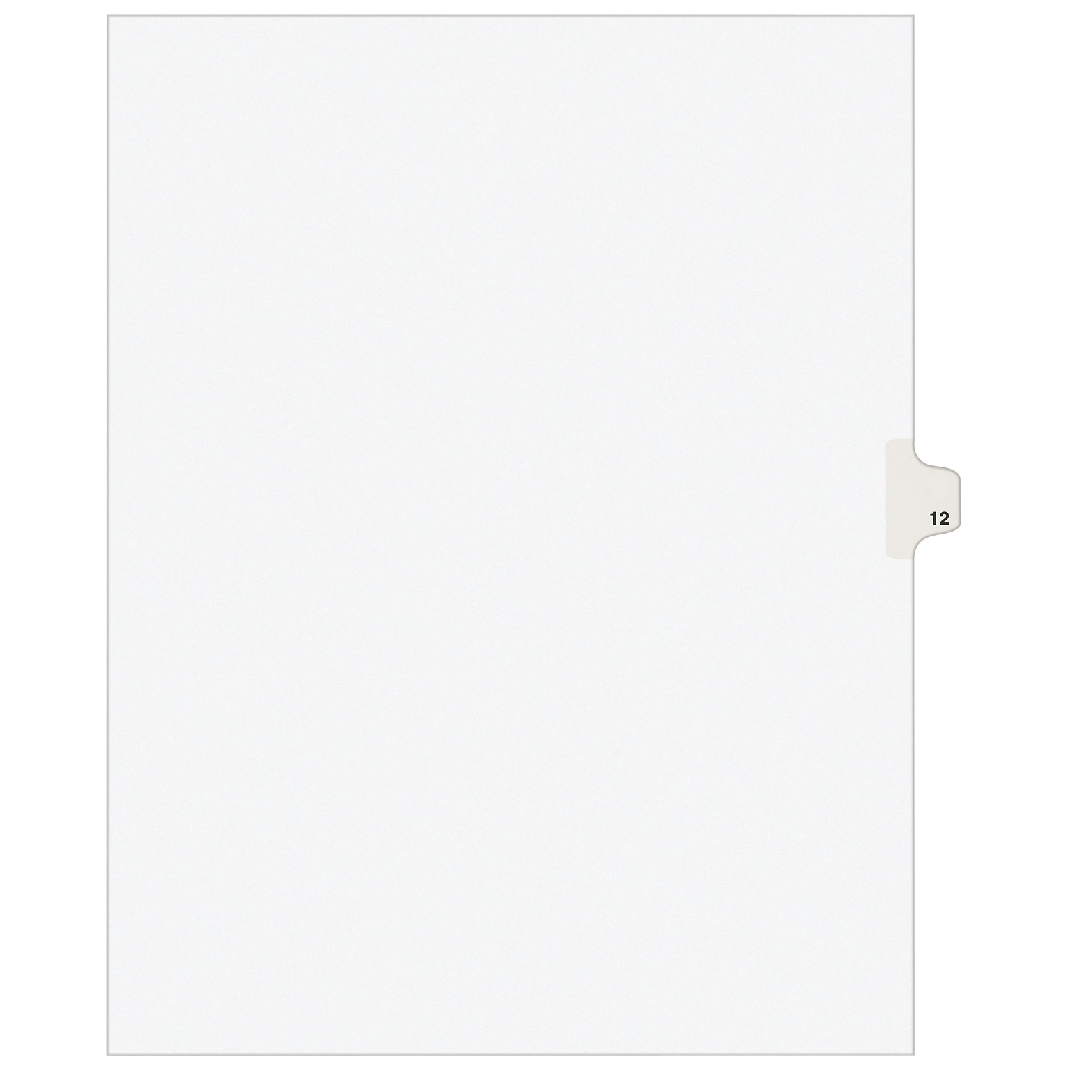 Avery Legal Pre-Printed Paper Dividers, Side Tab #12, White, Avery Style, Letter Size, 25/Pack (11922)