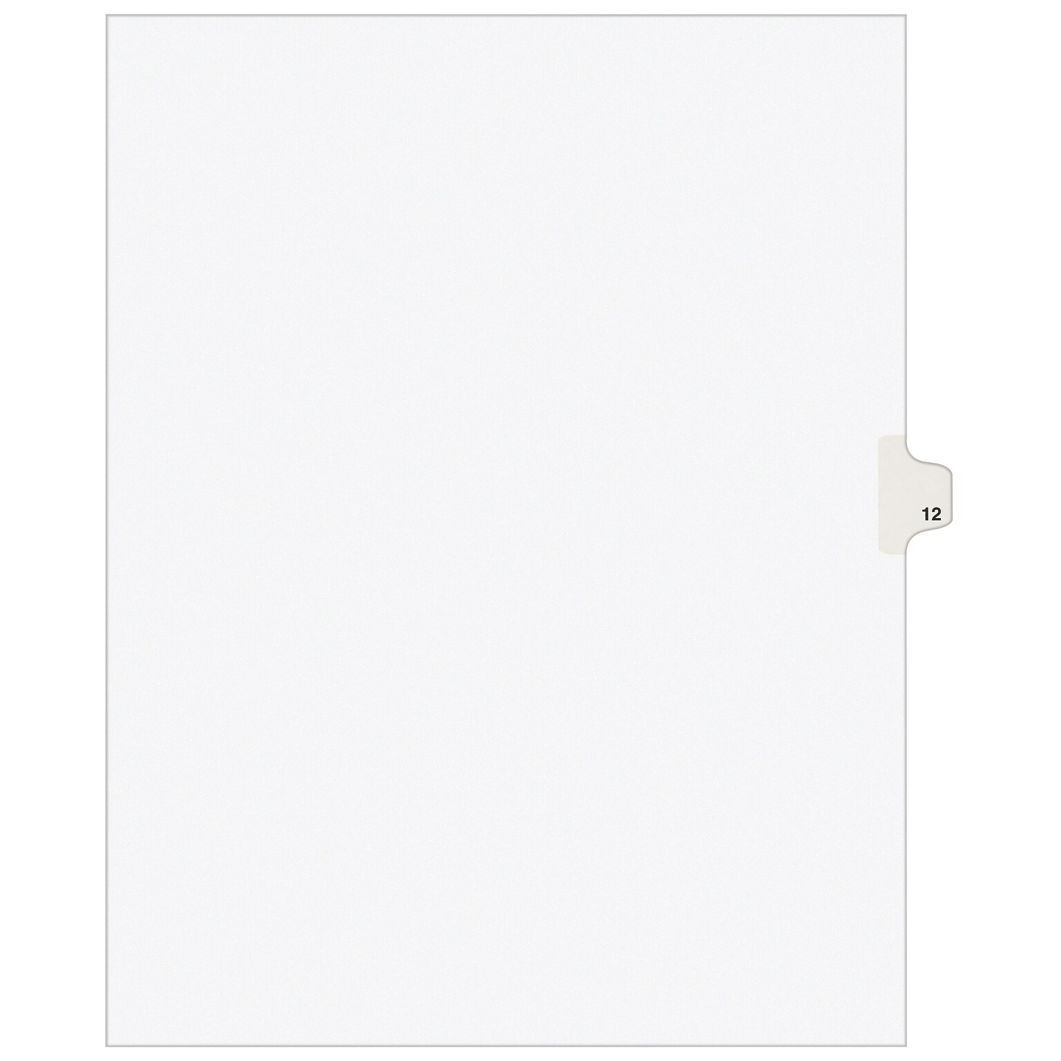 Avery Legal Pre-Printed Paper Dividers, Side Tab #12, White, Avery Style, Letter Size, 25/Pack (11922)