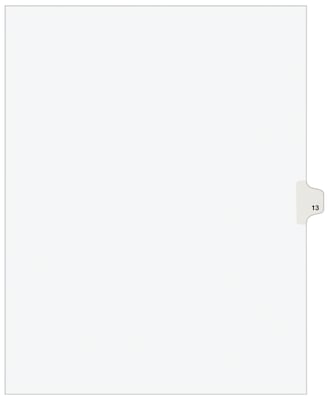 Avery Legal Pre-Printed Paper Dividers, Side Tab #13, White, Avery Style, Letter Size, 25/Pack (1192