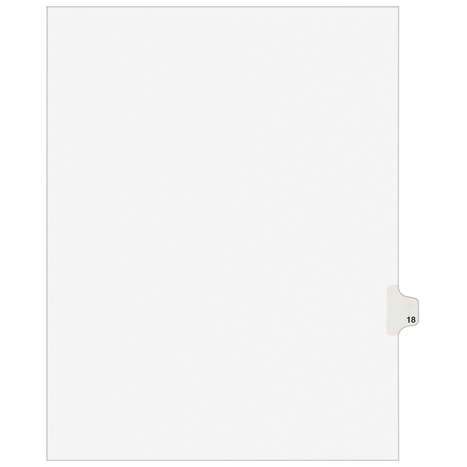 Avery Legal Pre-Printed Paper Dividers, Side Tab #18, White, Avery Style, Letter Size, 25/Pack (01018)