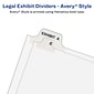 Avery Legal Pre-Printed Paper Dividers, Side Tab #18, White, Avery Style, Letter Size, 25/Pack (01018)