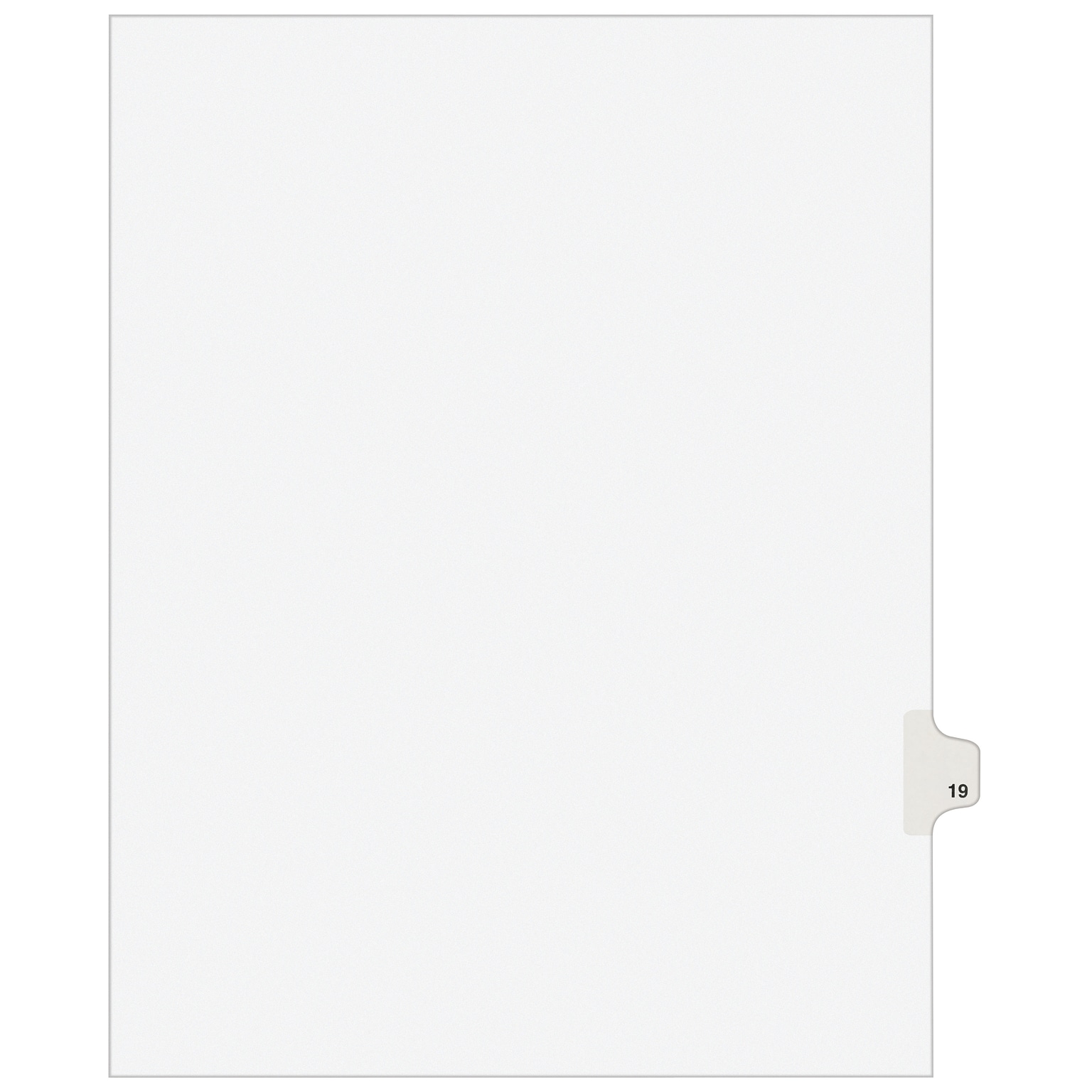 Avery Legal Pre-Printed Paper Dividers, Side Tab #19, White, Avery Style, Letter Size, 25/Pack (01019)