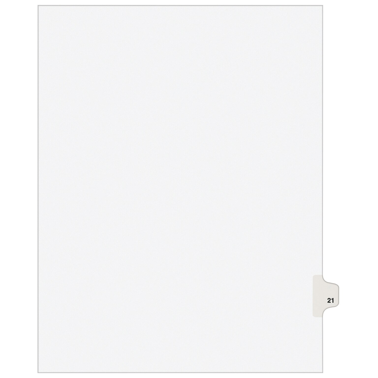 Avery Legal Pre-Printed Paper Dividers, Side Tab #21, White, Avery Style, Letter Size, 25/Pack (01021)