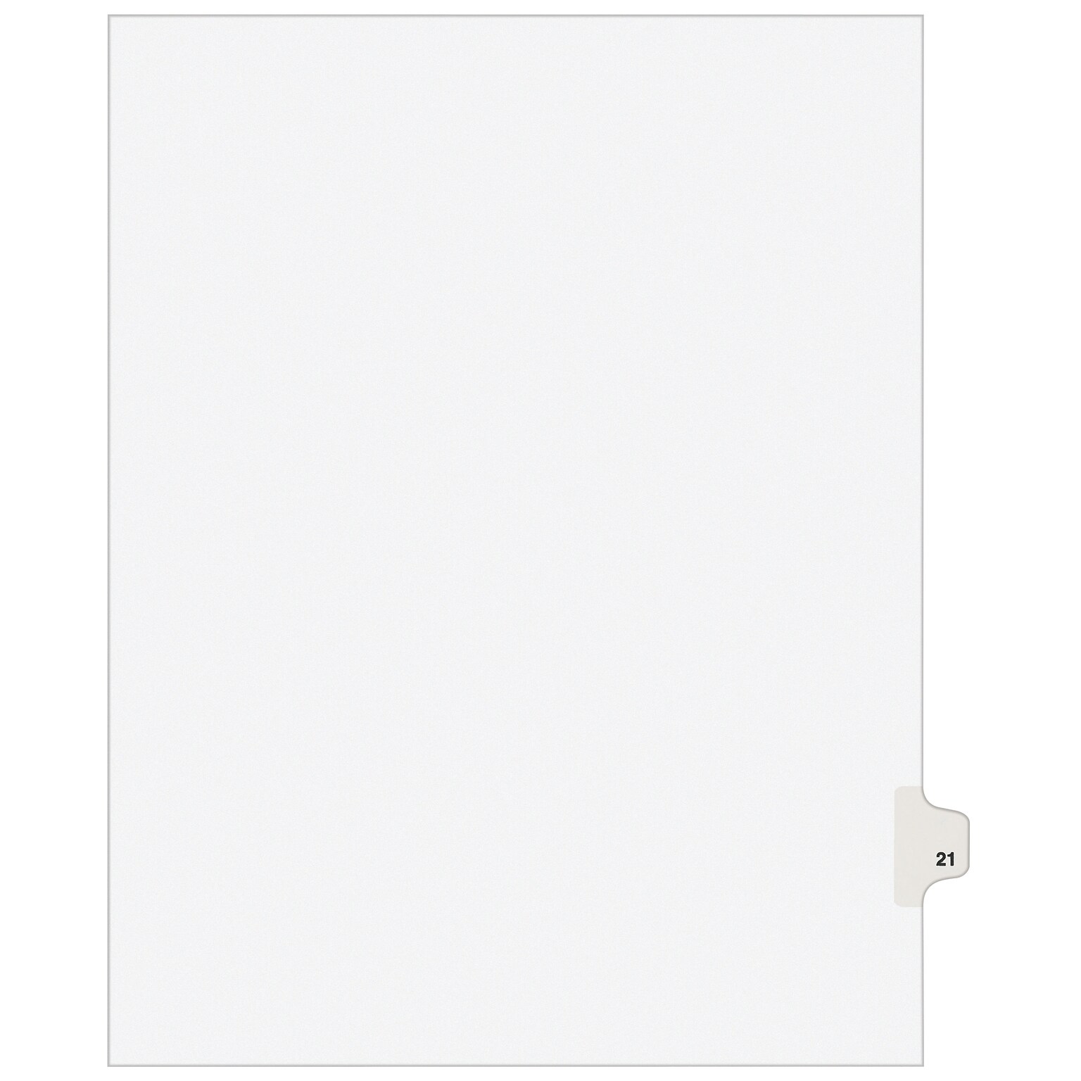 Avery Legal Pre-Printed Paper Dividers, Side Tab #21, White, Avery Style, Letter Size, 25/Pack (01021)