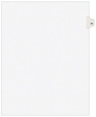 Avery Legal Pre-Printed Paper Dividers, Side Tab #29, White, Avery Style, Letter Size, 25/Pack (01029)