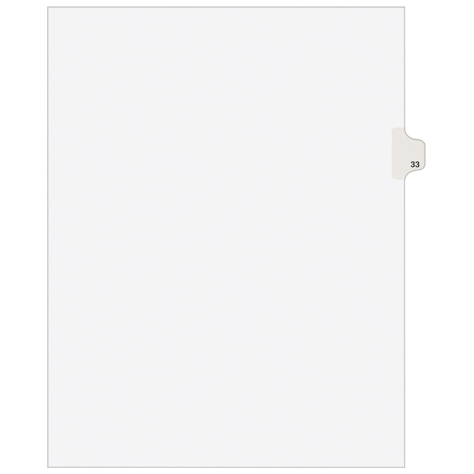 Avery Legal Pre-Printed Paper Dividers, Side Tab #33, White, Avery Style, Letter Size, 25/Pack (01033)