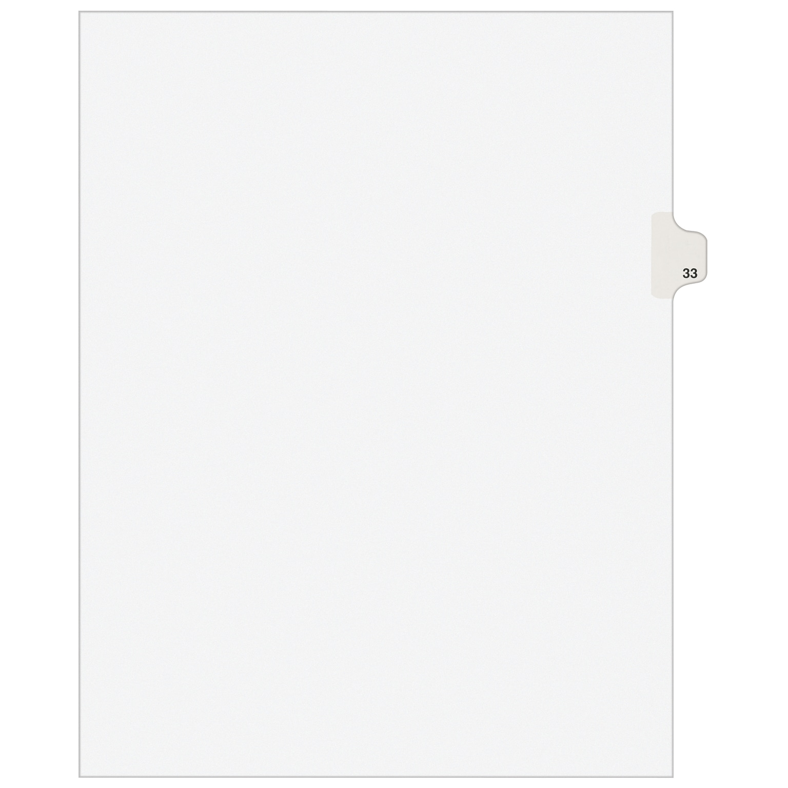 Avery Legal Pre-Printed Paper Dividers, Side Tab #33, White, Avery Style, Letter Size, 25/Pack (01033)