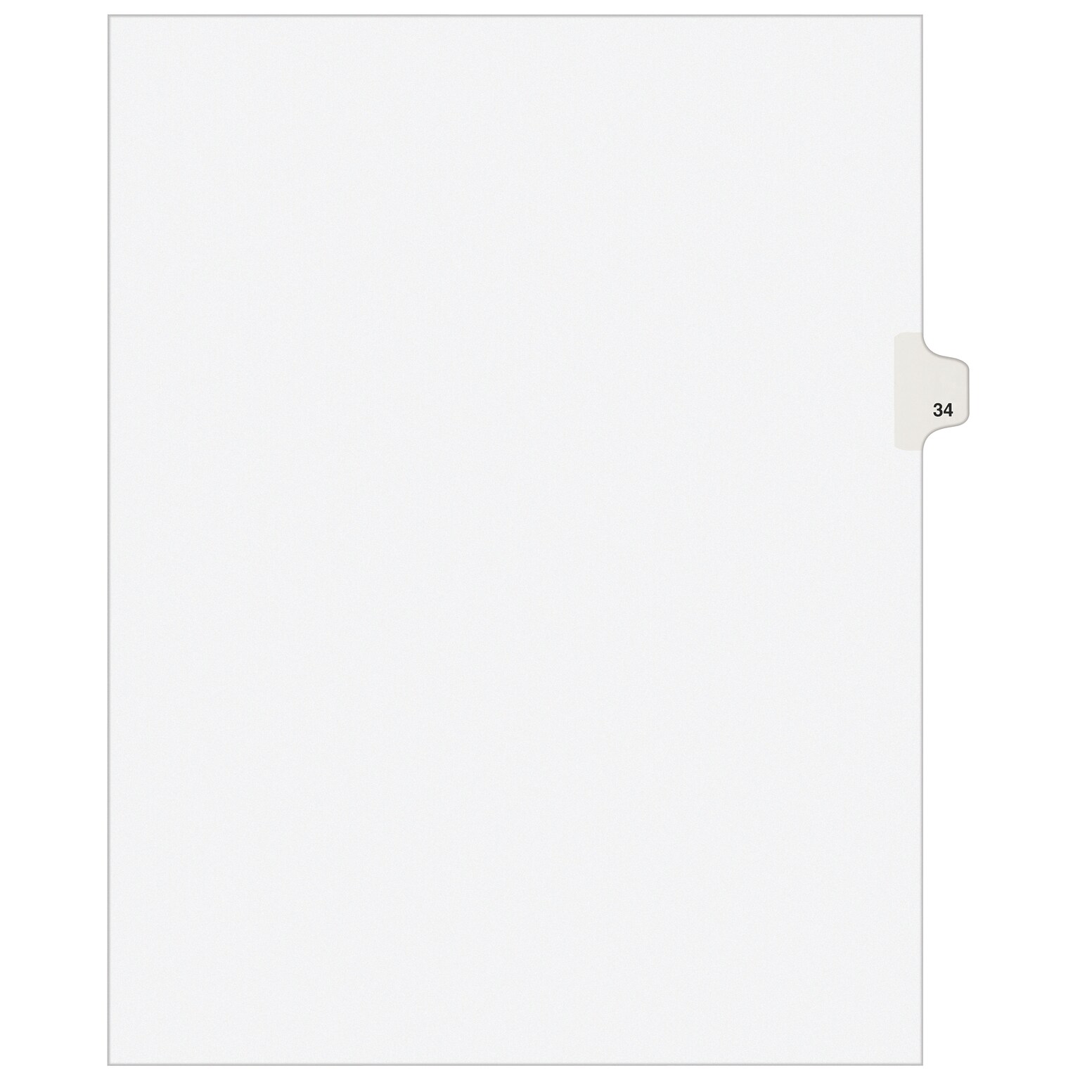 Avery Legal Pre-Printed Paper Dividers, Side Tab #34, White, Avery Style, Letter Size, 25/Pack (01034)