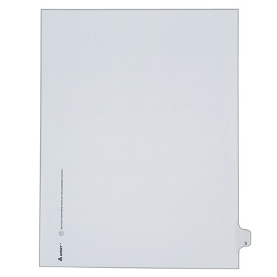 Avery Legal Pre-Printed Paper Dividers, Side Tab #3, White, Allstate Style, Letter Size, 25/Pack (82