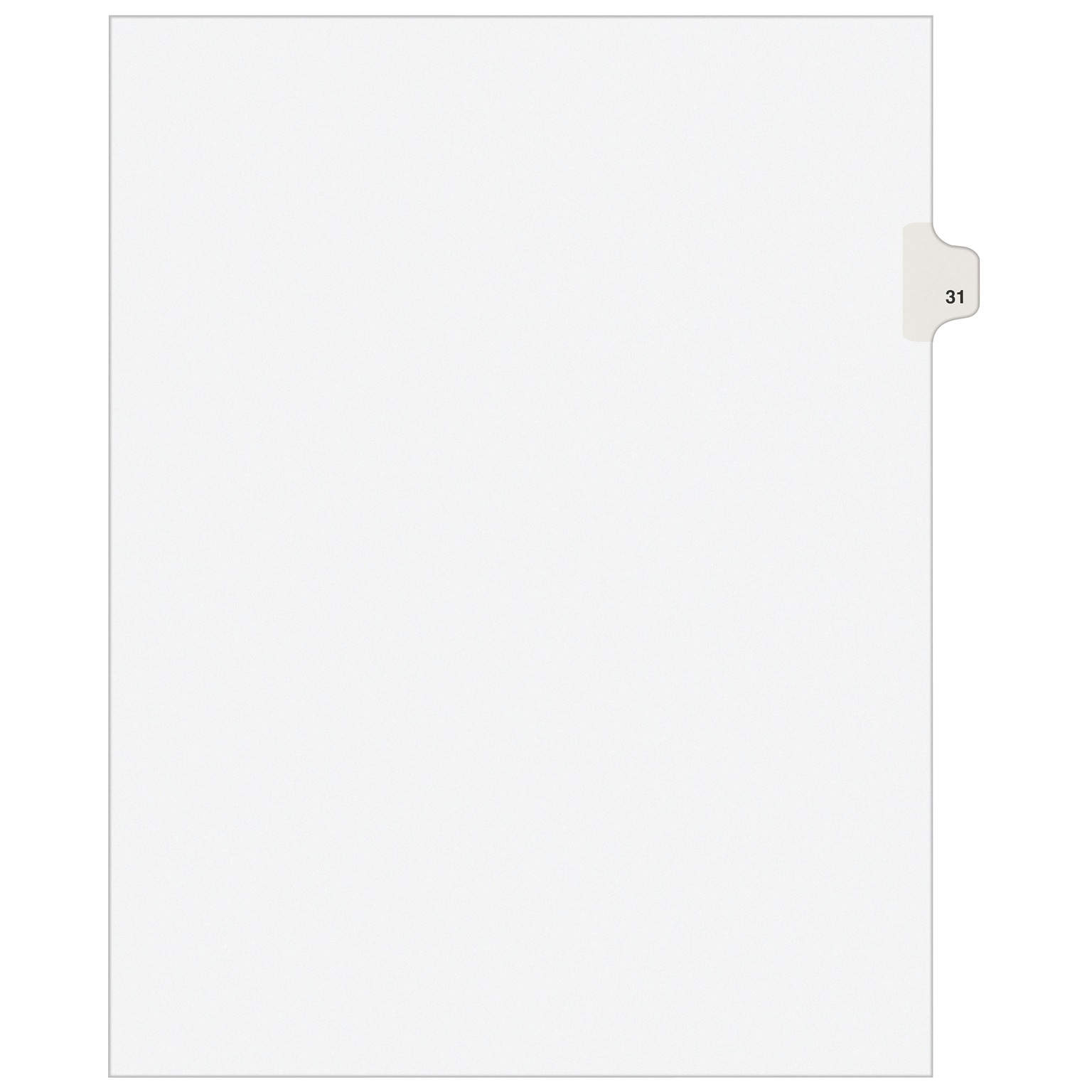 Avery Legal Pre-Printed Paper Dividers, Side Tab #31, White, Avery Style, Letter Size, 25/Pack (01031)