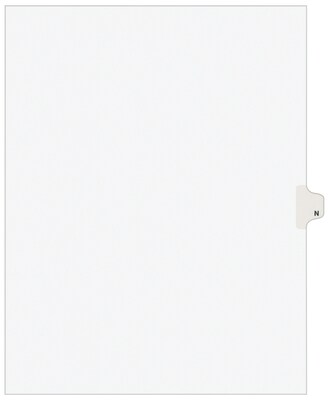 Avery Legal Pre-Printed Paper Dividers, Side Tab N, White, Avery Style, Letter Size, 25/Pack (01414)