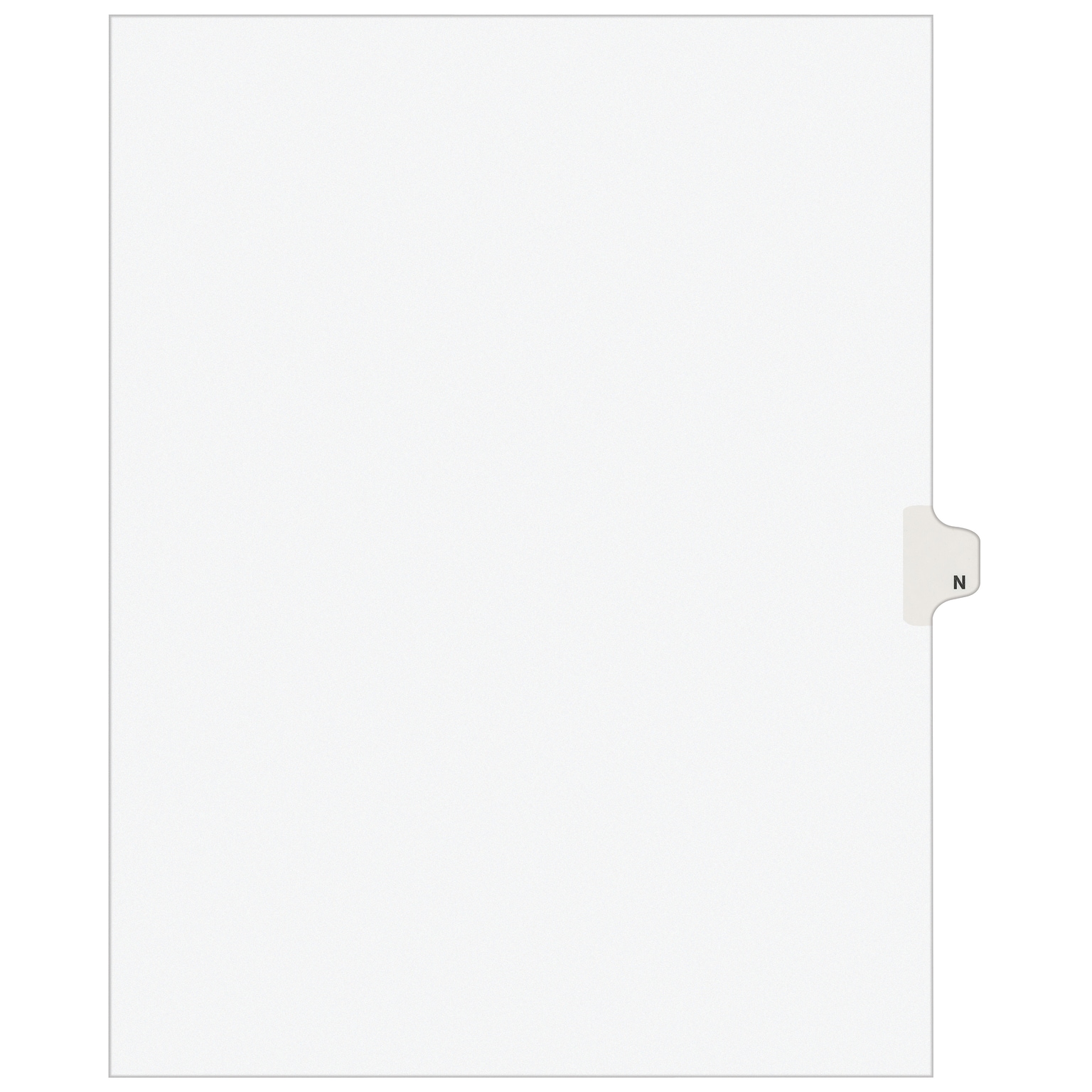 Avery Legal Pre-Printed Paper Dividers, Side Tab N, White, Avery Style, Letter Size, 25/Pack (01414)