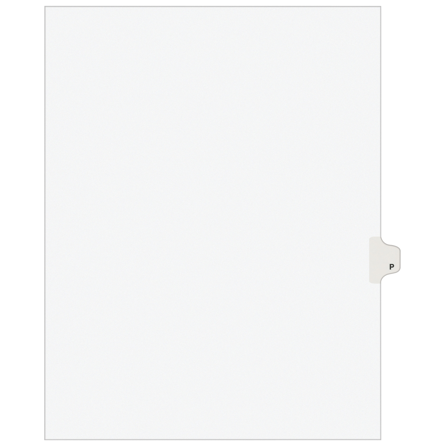 Avery Legal Pre-Printed Paper Dividers, Side Tab P, White, Avery Style, Letter Size, 25/Pack (01416)