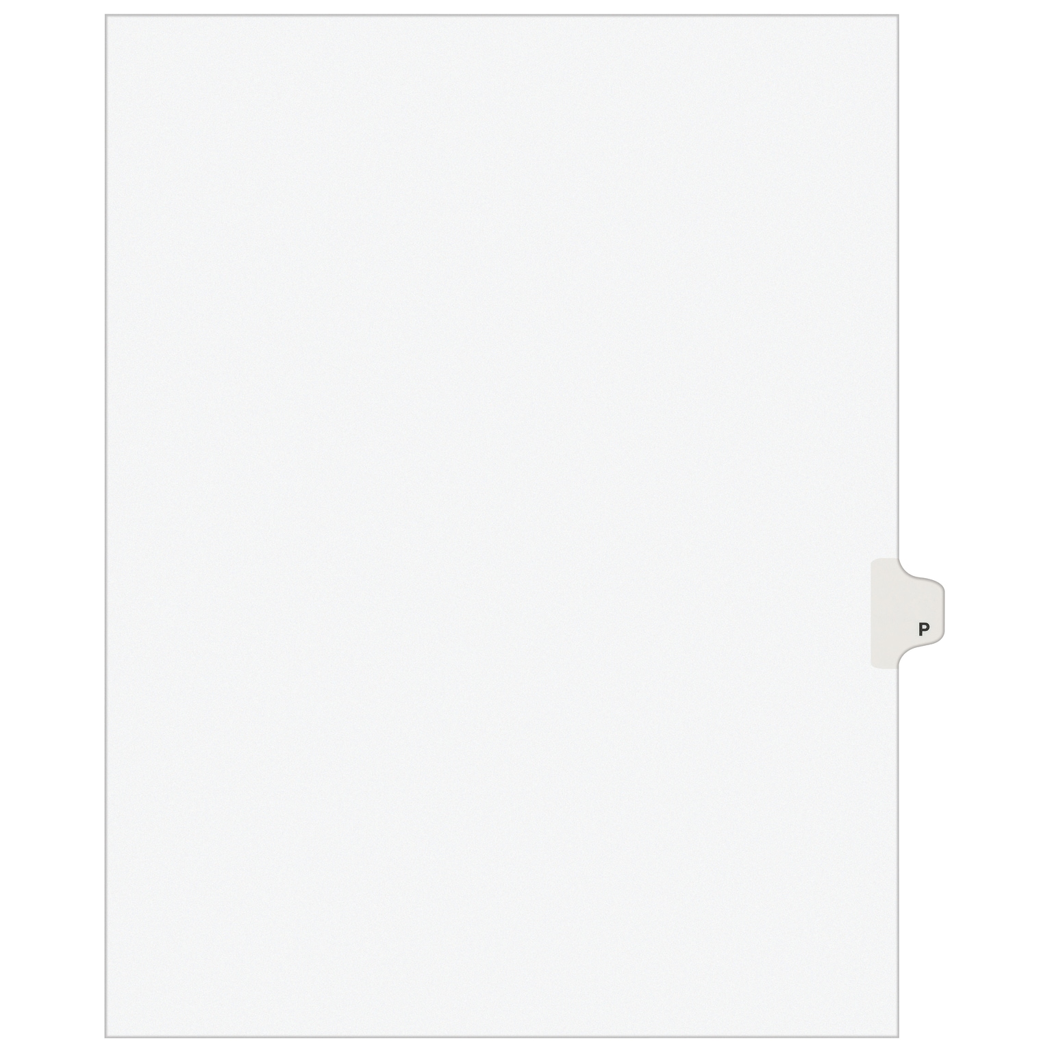 Avery Legal Pre-Printed Paper Dividers, Side Tab P, White, Avery Style, Letter Size, 25/Pack (01416)