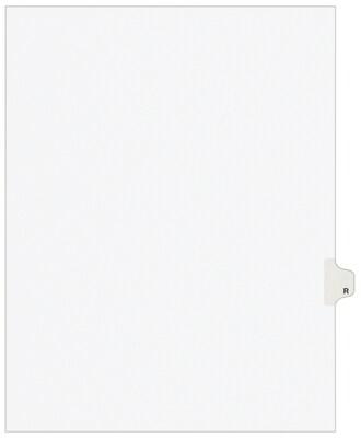Avery Legal Pre-Printed Paper Dividers, Side Tab R, White, Avery Style, Letter Size, 25/Pack (01418)