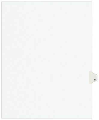 Avery Style Legal Dividers, Tab R, 8.5 x 11, White, 25/Pack (01418)