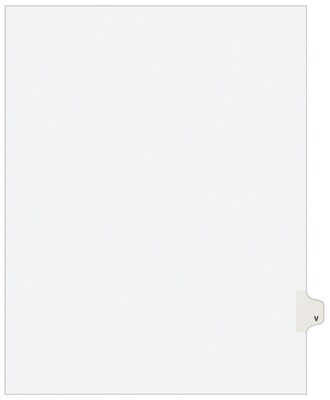 Avery Legal Pre-Printed Paper Dividers, Side Tab V, White, Avery Style, Letter Size, 25/Pack (01422)