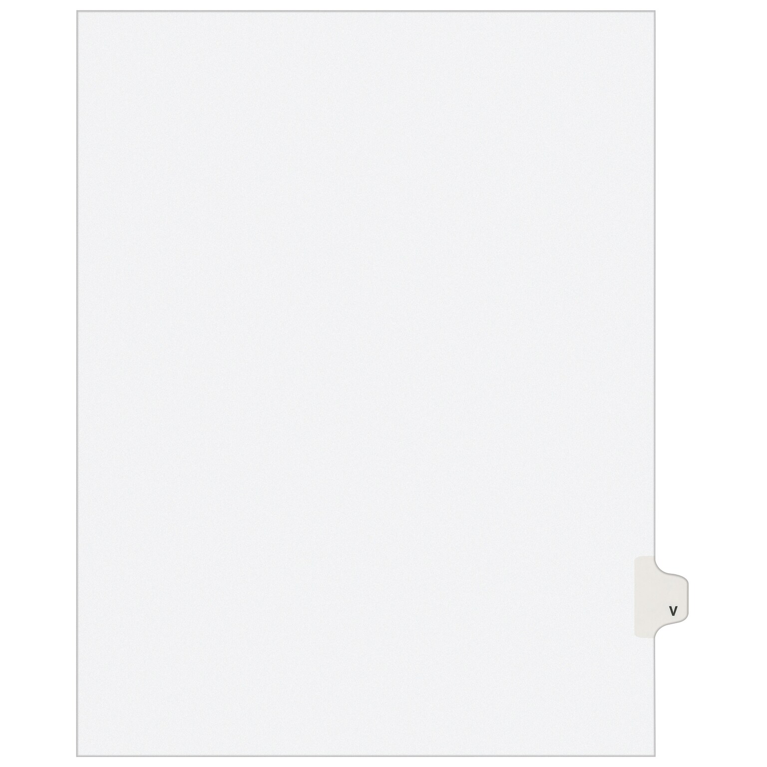 Avery Legal Pre-Printed Paper Dividers, Side Tab V, White, Avery Style, Letter Size, 25/Pack (01422)