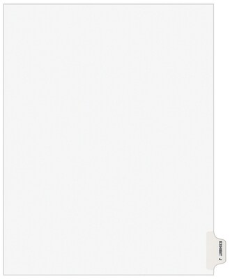 Avery Style Legal Dividers, Tab Exhibit J, 8.5 x 11, White, 25/Pack (01380)