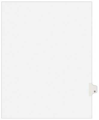 Avery Style Legal Dividers, Tab U, 8.5 x 11, White, 25/Pack (01421)