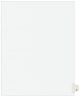 Avery Legal Pre-Printed Paper Dividers, Side Tab Z, White, Avery Style, Letter Size, 25/Pack (01426)