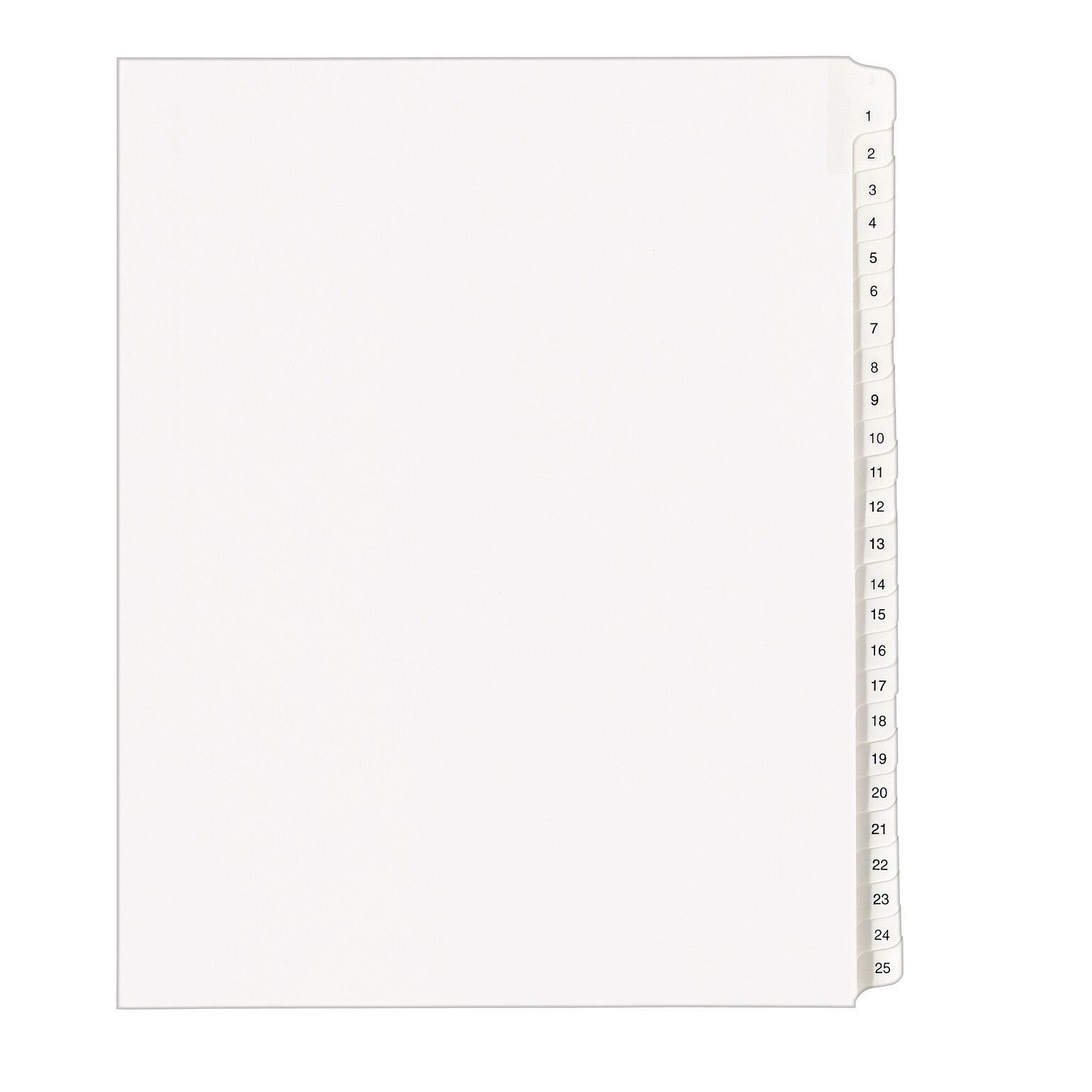 Avery Legal Pre-Printed Numeric Paper Divider, 1 -25 Tabs, White, 1 Set (AVE01701)