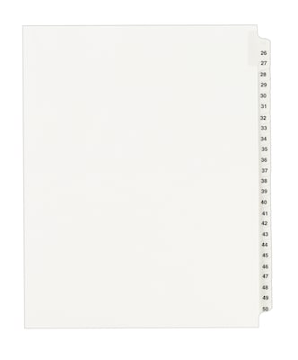 Avery Legal Pre-Printed Paper Divider Collated Set, 26-50 Tabs, White, Avery Style, Letter Size (013