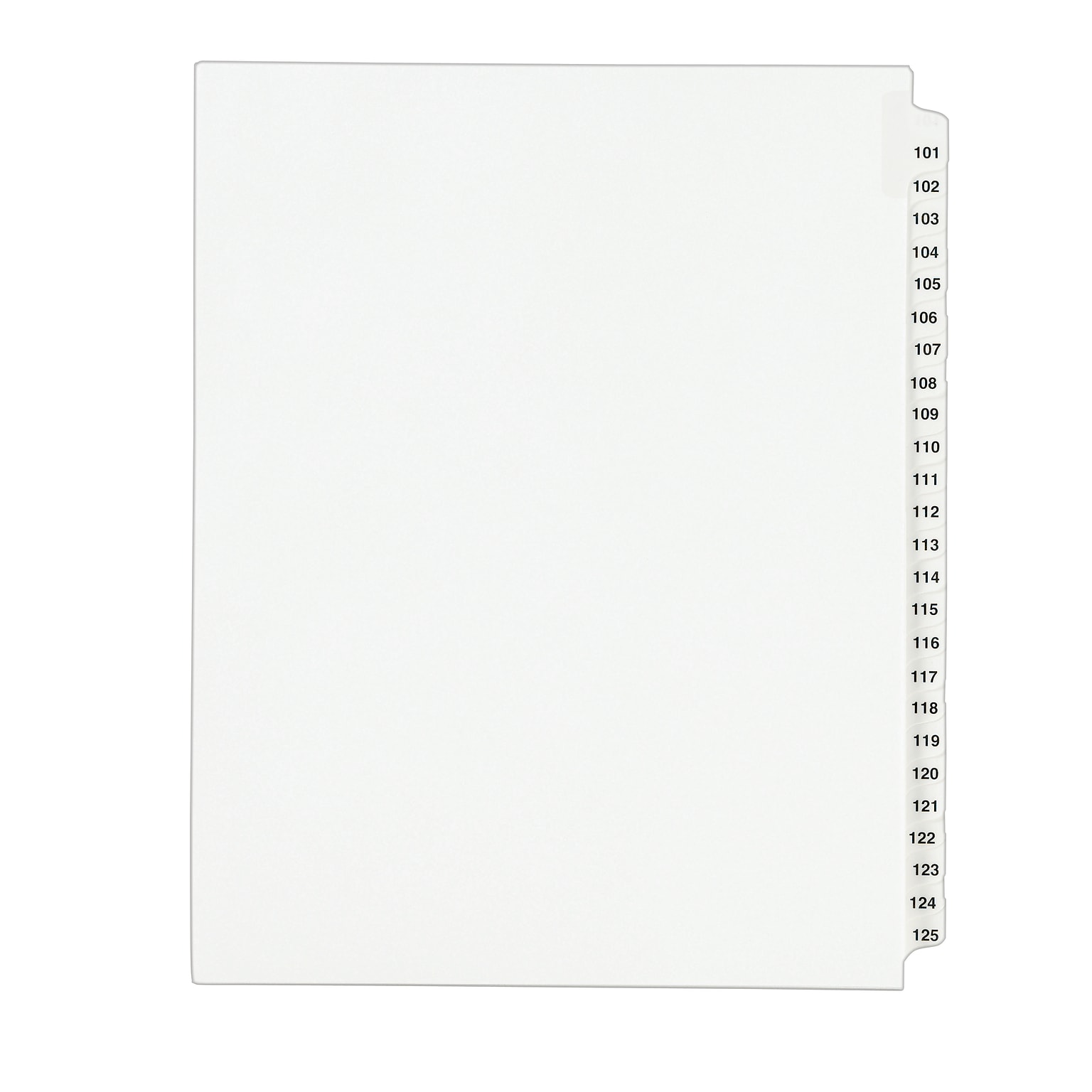 Avery Legal Pre-Printed Paper Divider Collated Set, 101-125 Tabs, White, Avery Style, Letter Size (01334)